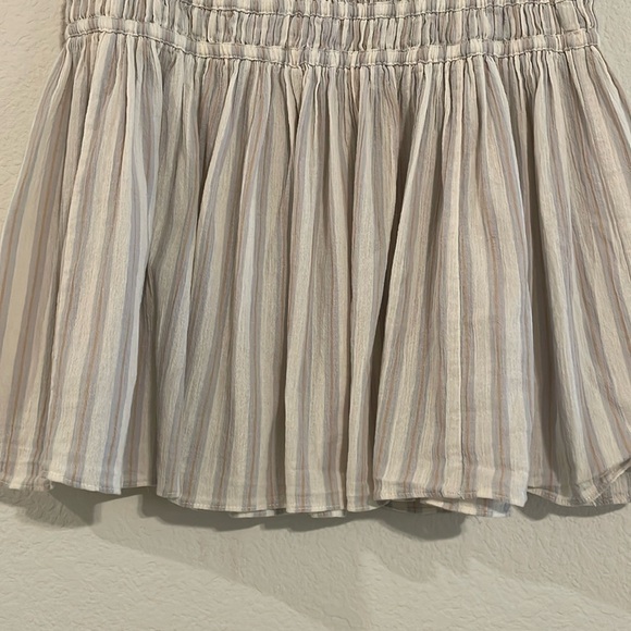 Madewell Women Skirt Small Smocked Pull On Mini Cool Fog Striped Coastal Cowgirl - Picture 6 of 11